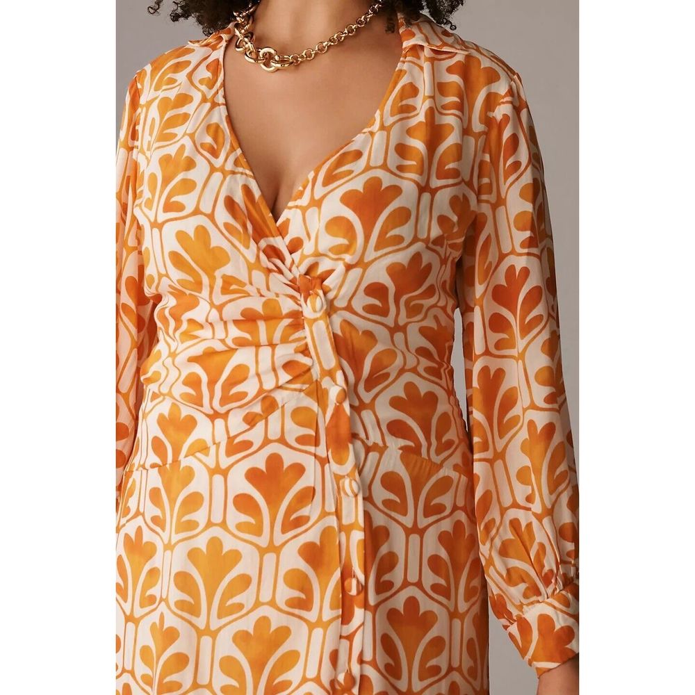 Anthropologie Maeve Printed Wrap Shirt Dress - Picture 5 of 11